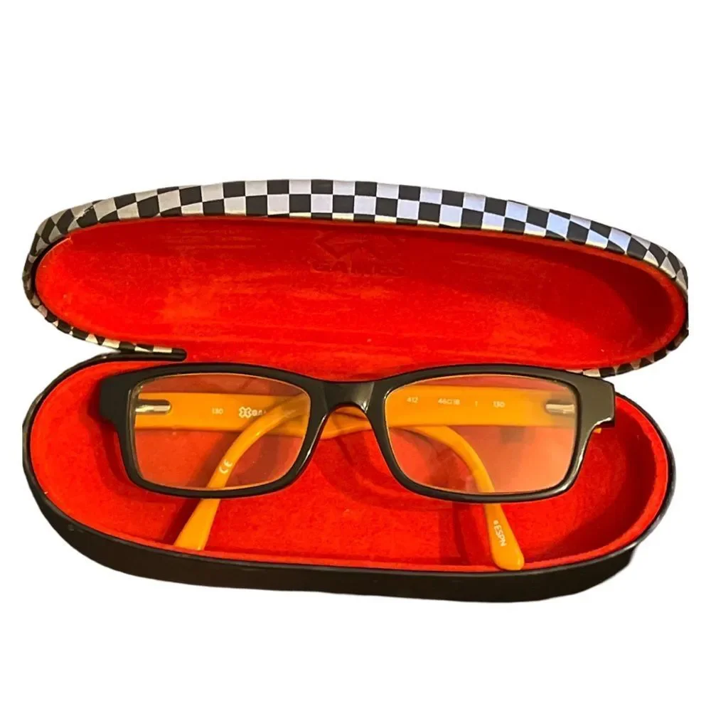 X Games Heelie 412 Black & Orange Square Plastic Frames Eyeglasses Spectacles